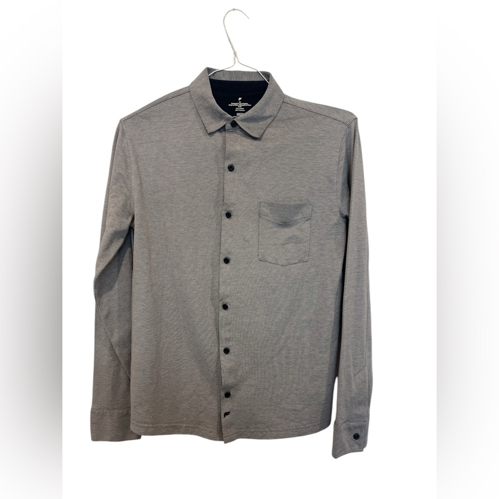 Fabletics Men's The Dash Long‎ Sleeve Button Up Knit Grey Heather Size XS EUC